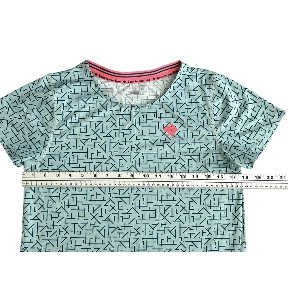 Rabbit Race Pace Tee Womens Small Blue Maze Running Lightweight Geometric - Picture 3 of 10